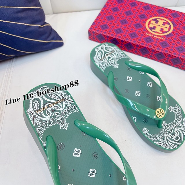 TORY BURCH2021年夏季新款女款坡跟人字拖TB官方春夏季主打款女士人字拖 dx2370